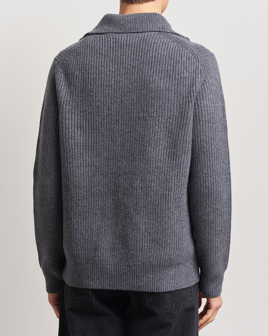 Herre | Trøjer | Samsøe Samsøe | Jacks Merino Rib Knitted Half Zip Charcoal