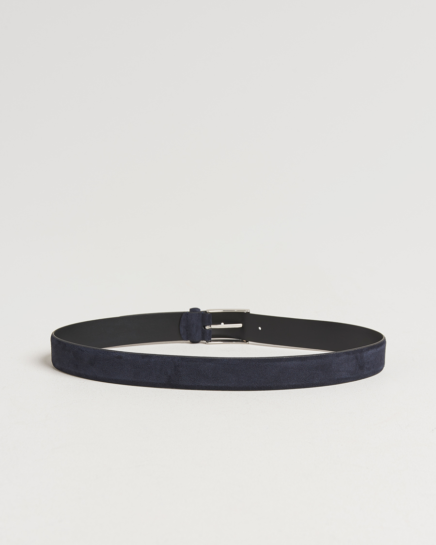 Herre | Bælter | Anderson's | Calf Suede 3,5 cm Belt Navy