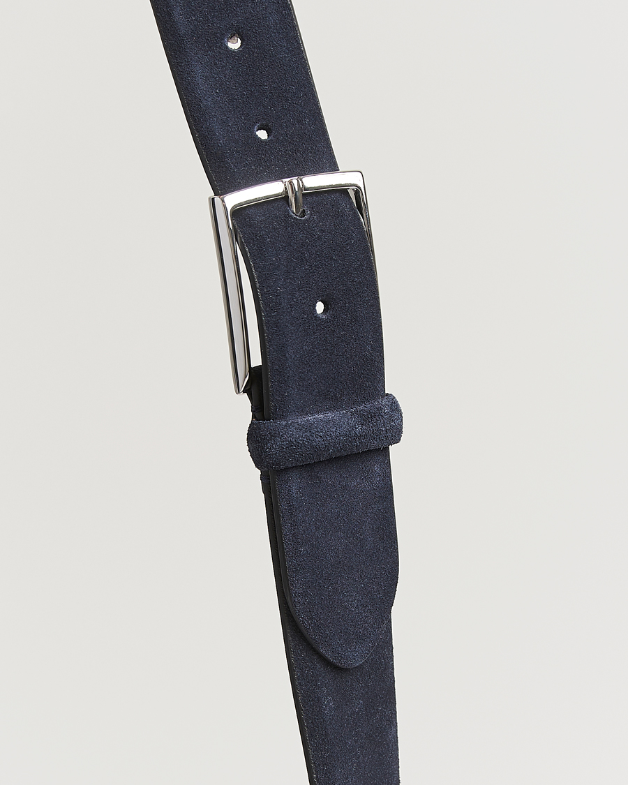 Herre | Bælter | Anderson's | Calf Suede 3,5 cm Belt Navy