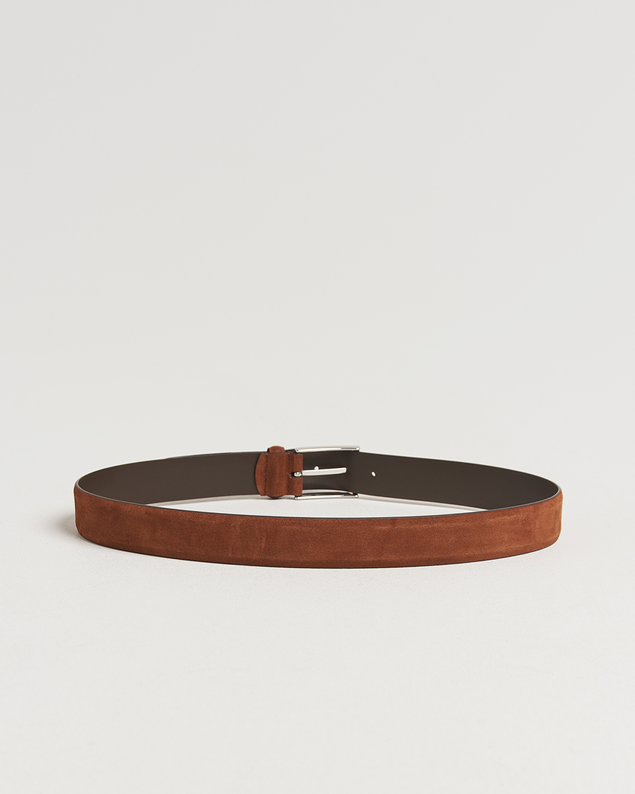 Herre | Bælter | Anderson's | Calf Suede 3,5 cm Belt Tobacco
