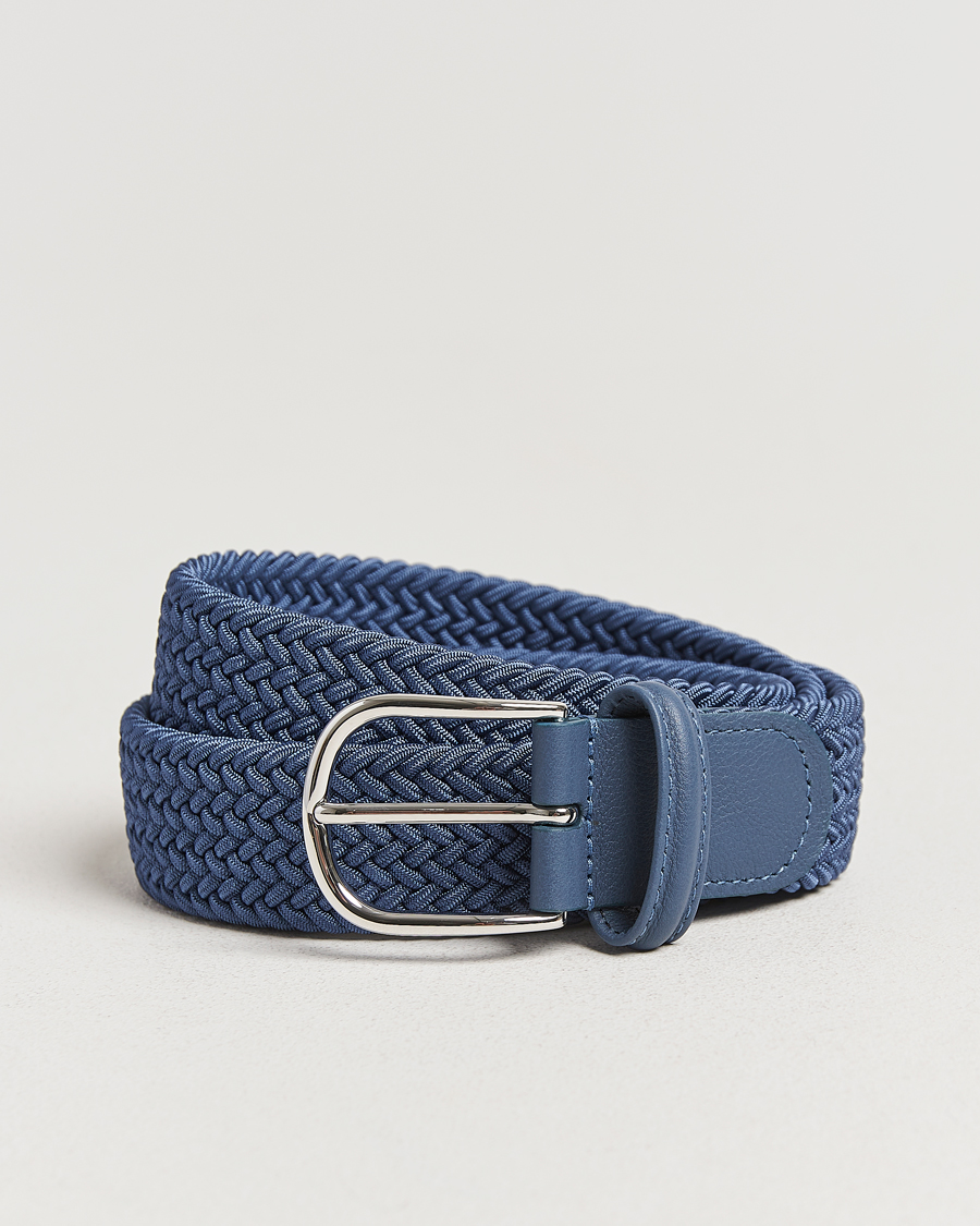 Herre | Bælter | Anderson's | Stretch Woven 3,5 cm Belt Air Force Blue