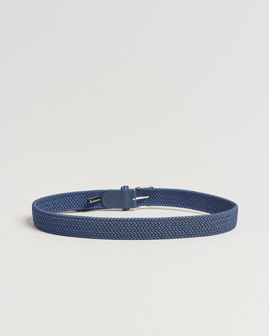 Herre | Bælter | Anderson's | Stretch Woven 3,5 cm Belt Air Force Blue