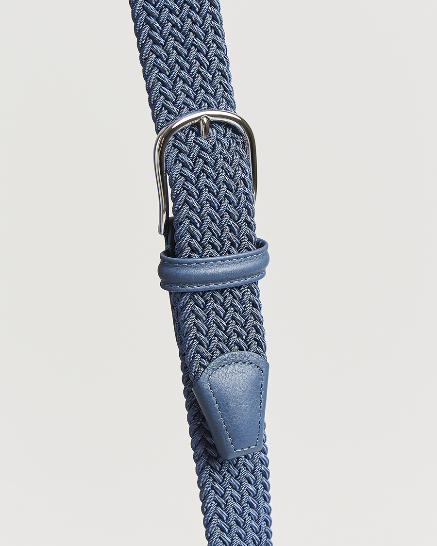 Herre | Bælter | Anderson's | Stretch Woven 3,5 cm Belt Air Force Blue