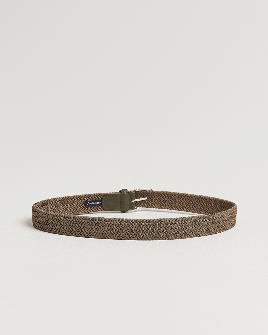 Herre | Bælter | Anderson's | Stretch Woven 3,5 cm Belt Khaki