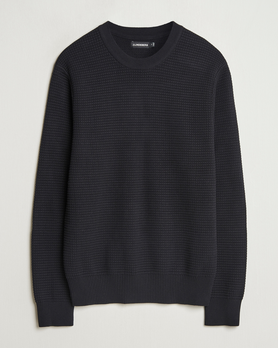 Herre | Trøjer | J.Lindeberg | Oliver Structure Cotton Sweater Black