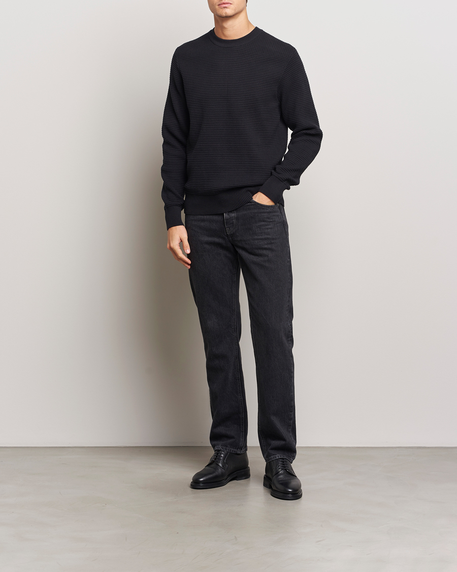 Herre | Trøjer | J.Lindeberg | Oliver Structure Cotton Sweater Black