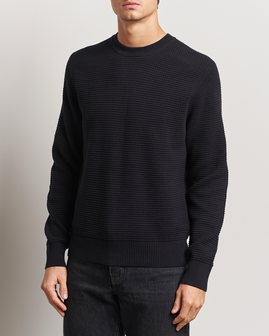Herre | Trøjer | J.Lindeberg | Oliver Structure Cotton Sweater Black
