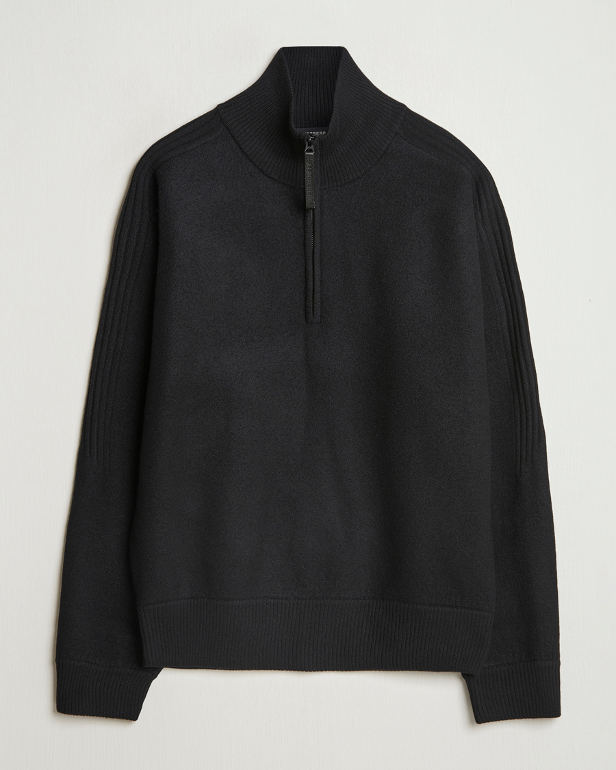 Herre | Trøjer | J.Lindeberg | Bon Boiled Wool Quarter Zip Black