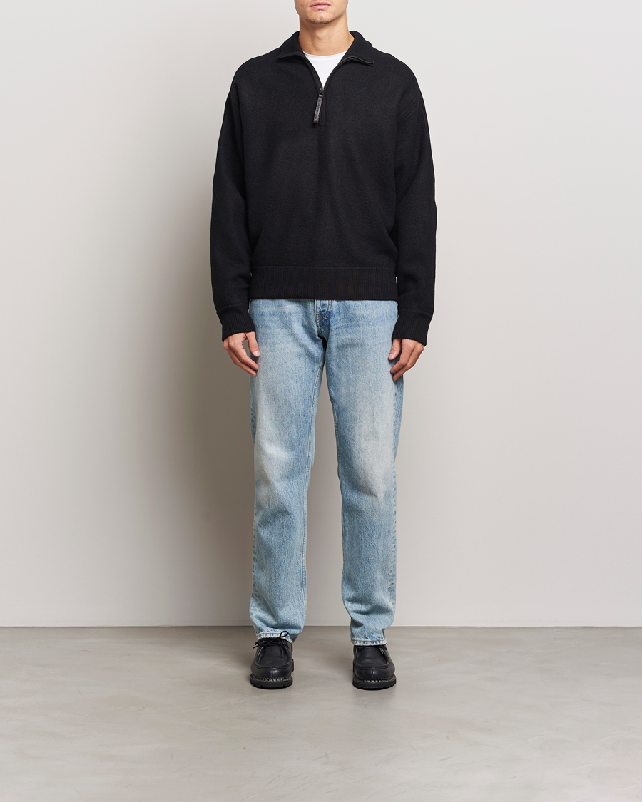 Herre | Trøjer | J.Lindeberg | Bon Boiled Wool Quarter Zip Black