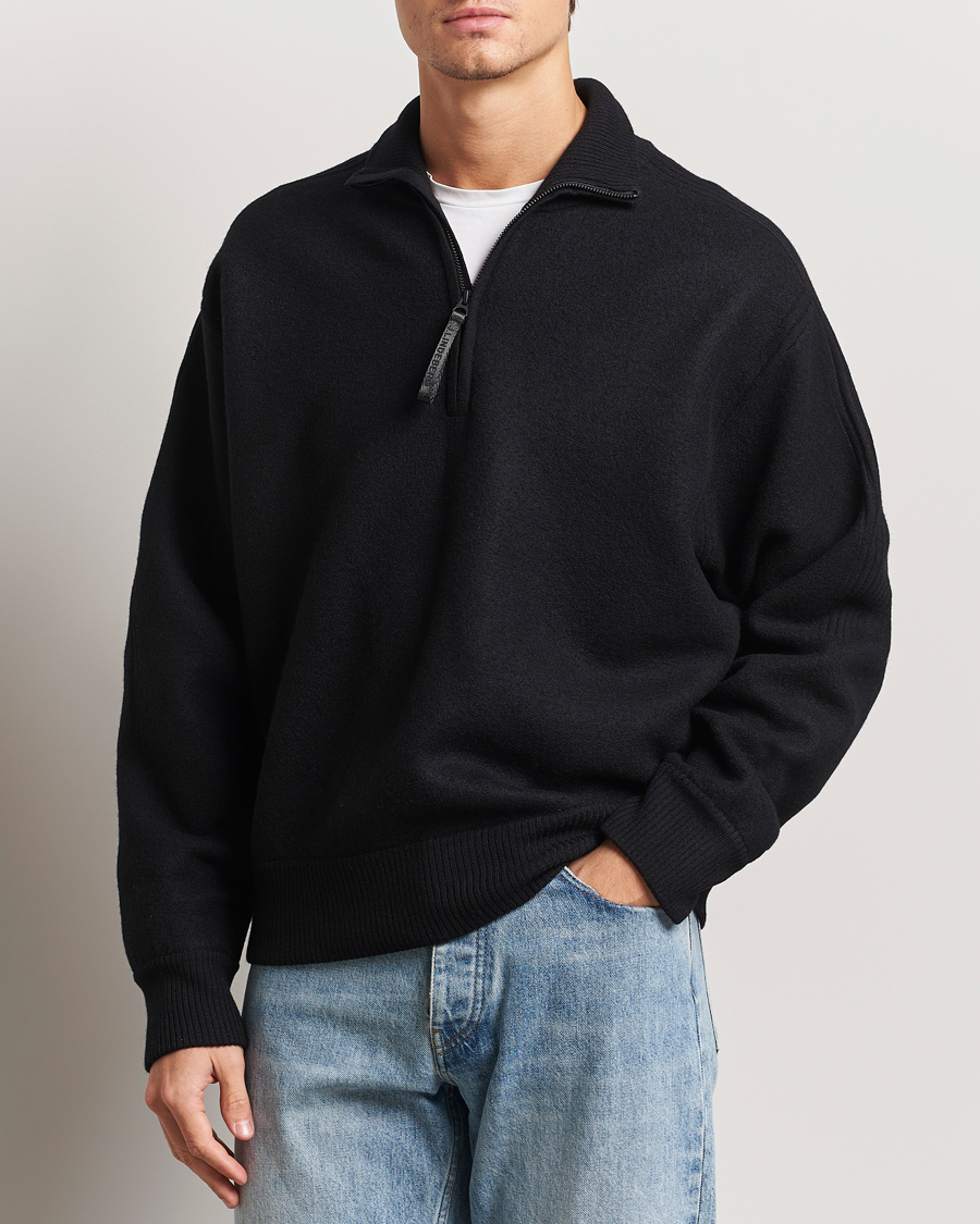 Herre | Trøjer | J.Lindeberg | Bon Boiled Wool Quarter Zip Black
