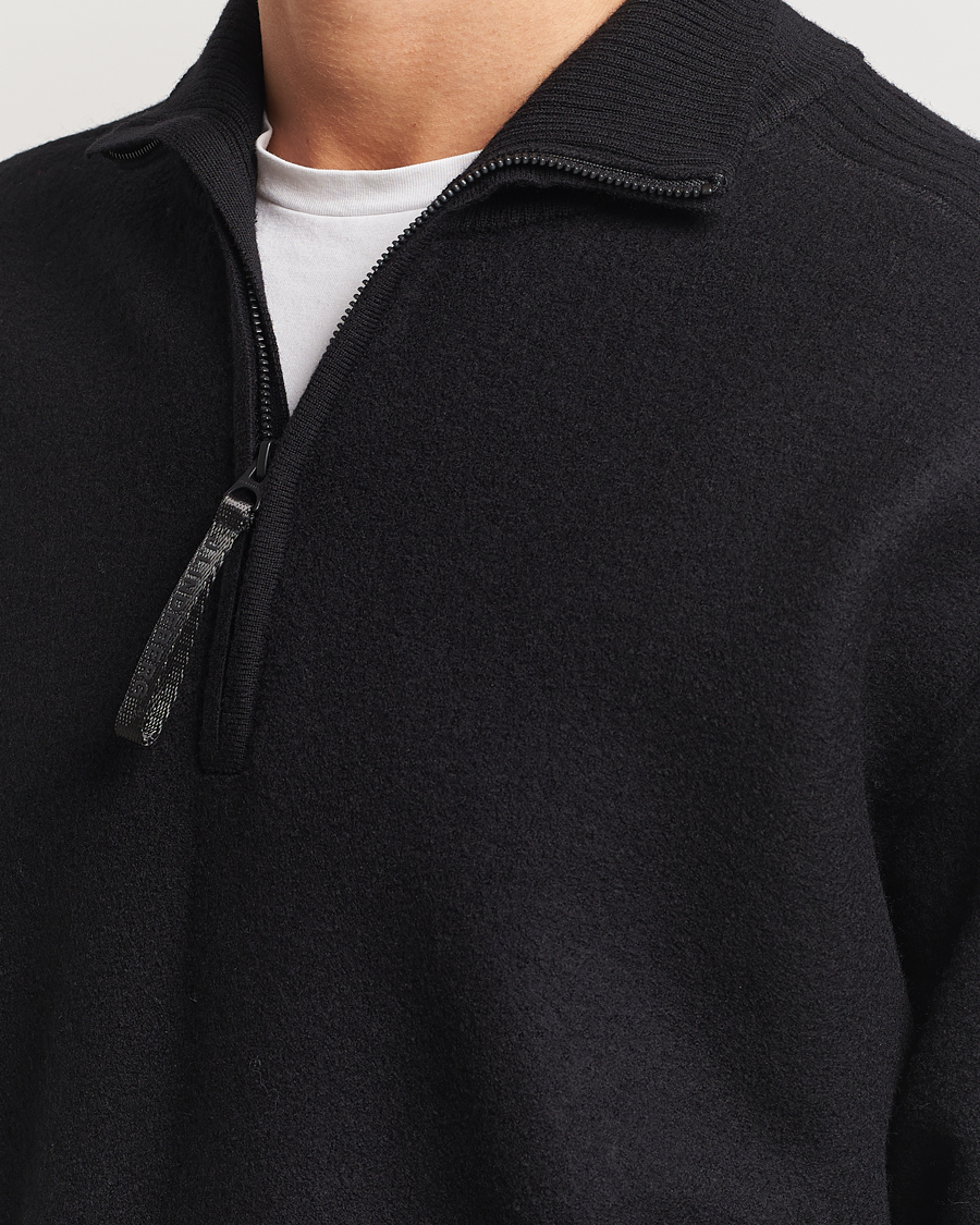 Herre | Trøjer | J.Lindeberg | Bon Boiled Wool Quarter Zip Black