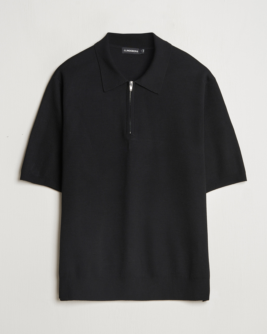 Herre | Trøjer | J.Lindeberg | Tyler Quarter Zip Knit Polo Black