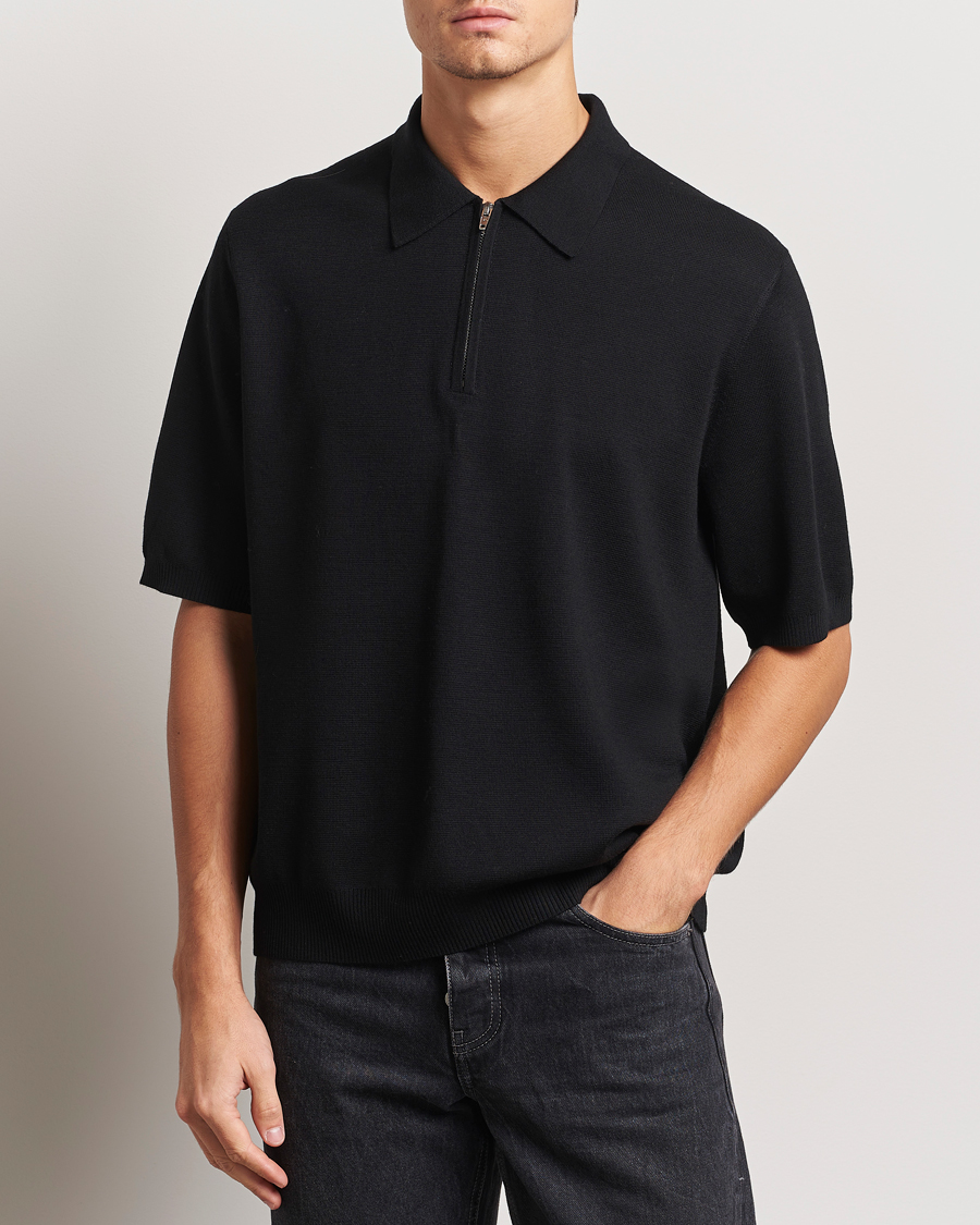 Herre | Trøjer | J.Lindeberg | Tyler Quarter Zip Knit Polo Black