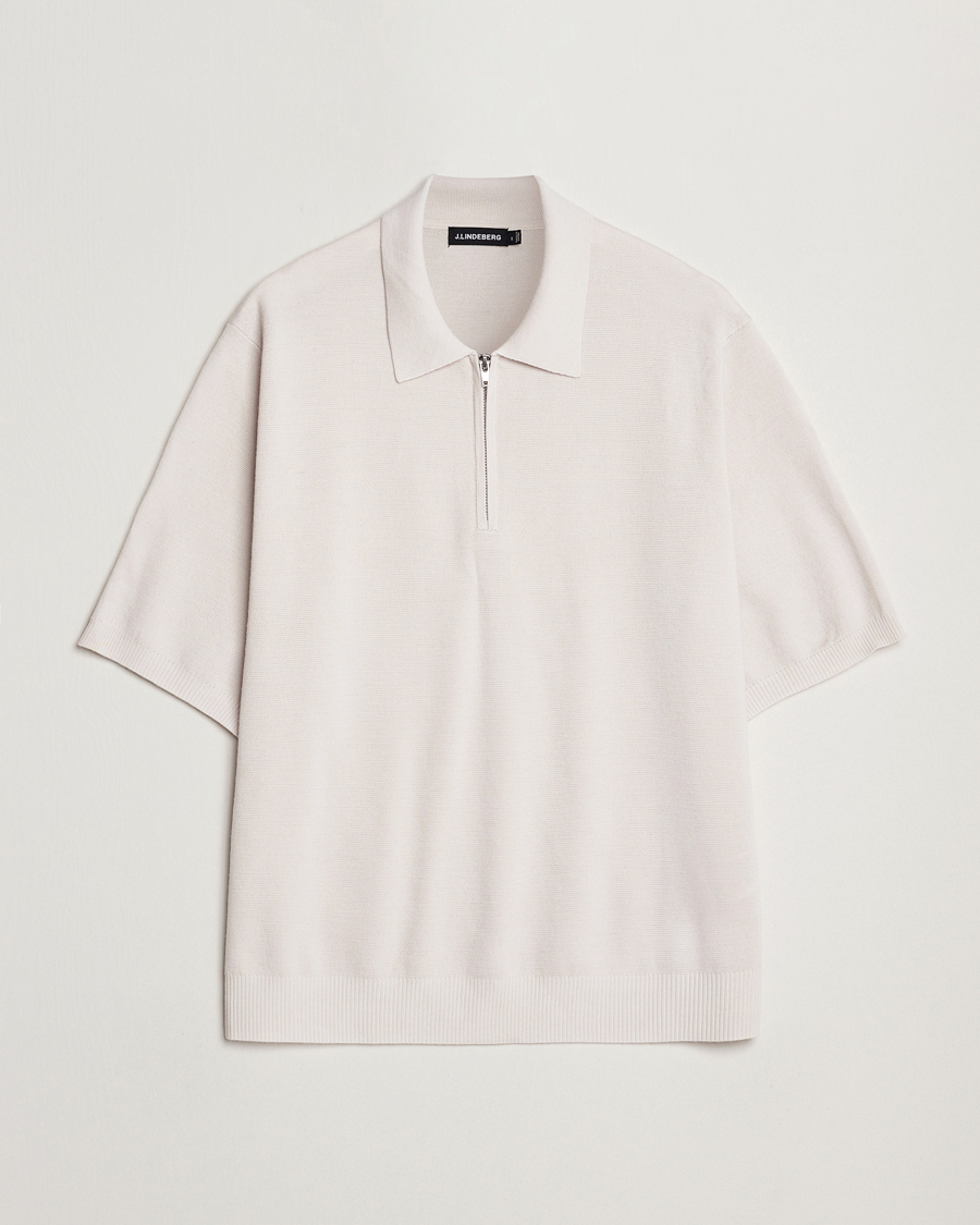 Herre | Trøjer | J.Lindeberg | Tyler Quarter Zip Knit Polo Moonbeam