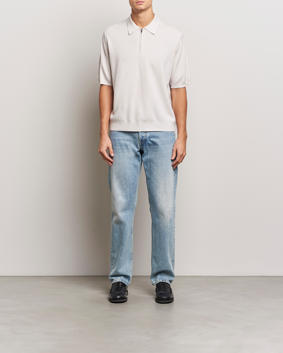 Herre | Trøjer | J.Lindeberg | Tyler Quarter Zip Knit Polo Moonbeam