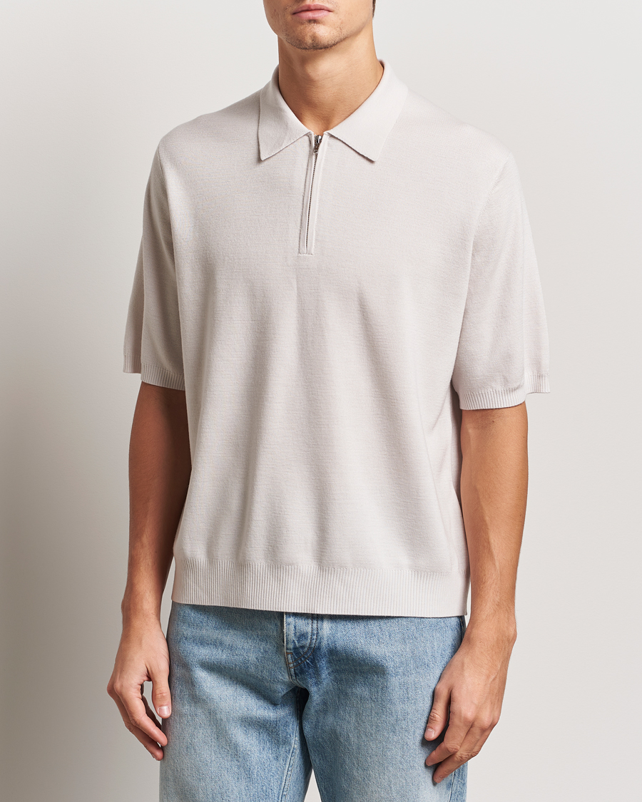 Herre | Trøjer | J.Lindeberg | Tyler Quarter Zip Knit Polo Moonbeam
