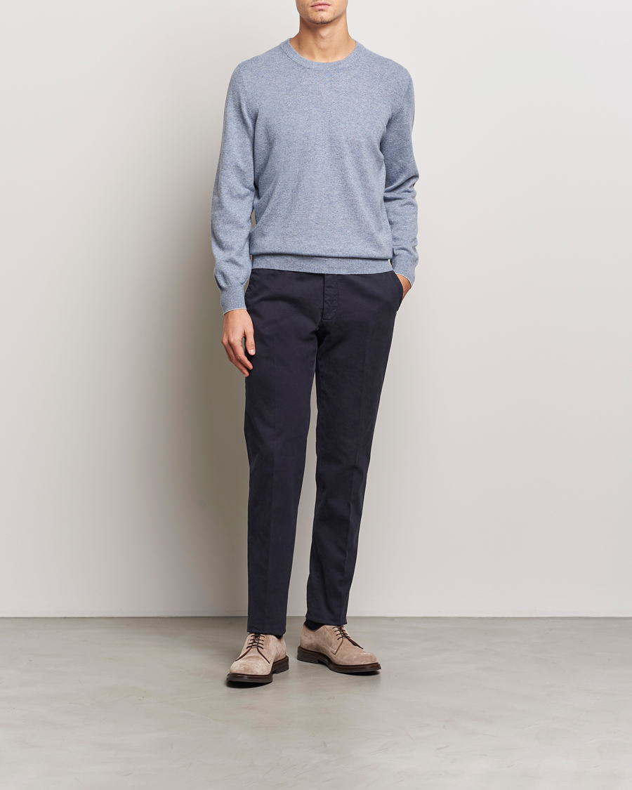 Herre | Trøjer | Brunello Cucinelli | 2 Ply Cashmere Pullover Light Blue Denim