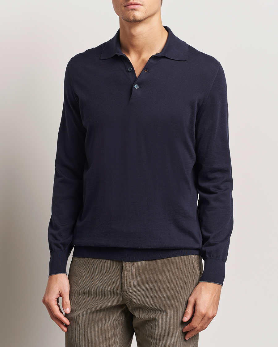 Herre | Trøjer | Brunello Cucinelli | Long Sleeve Polo Navy