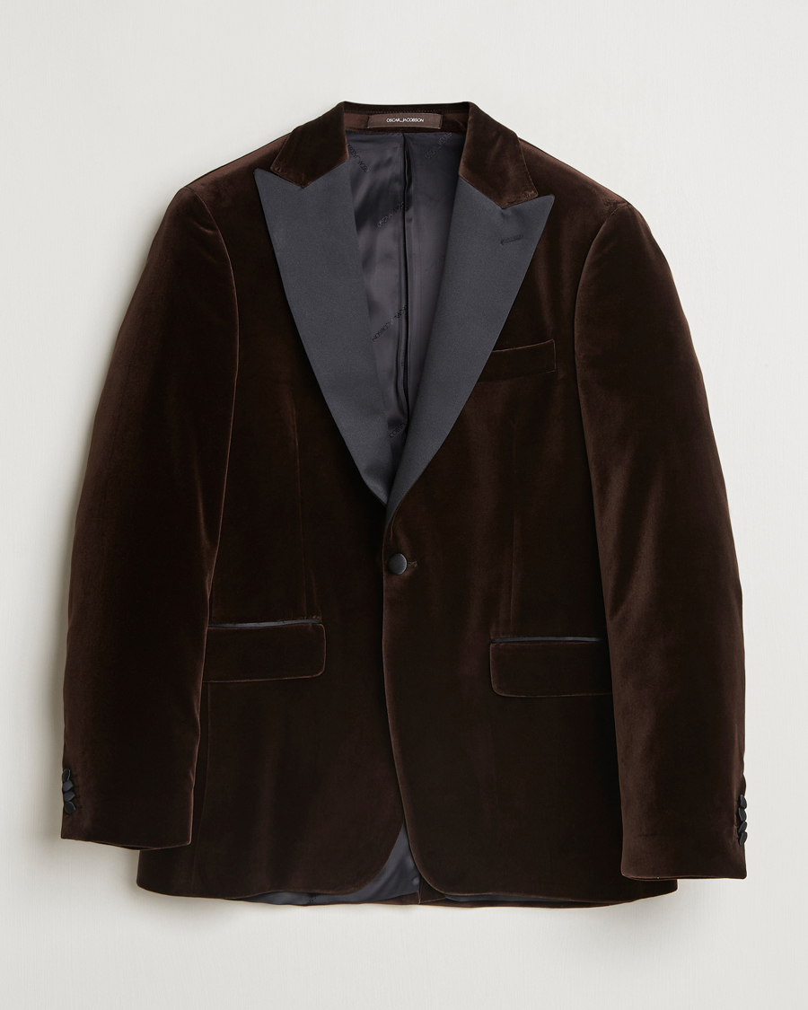 Herre | Blazere & jakker | Oscar Jacobson | Frampton Velvet Tuxedo Blazer Brown