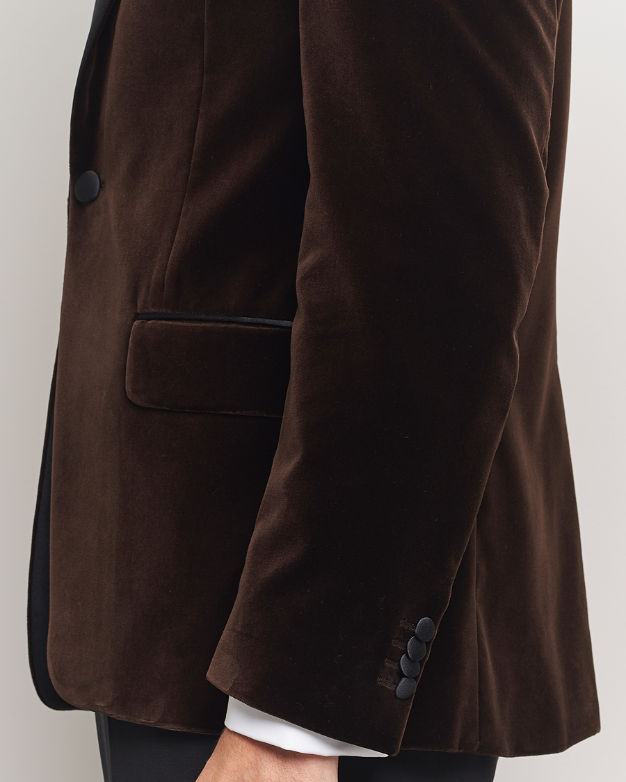 Herre | Blazere & jakker | Oscar Jacobson | Frampton Velvet Tuxedo Blazer Brown