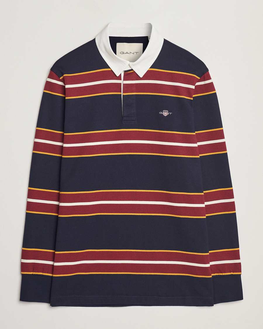 Herre | Trøjer | GANT | Yarn Dyed Striped Heavy Rugger Evening Blue