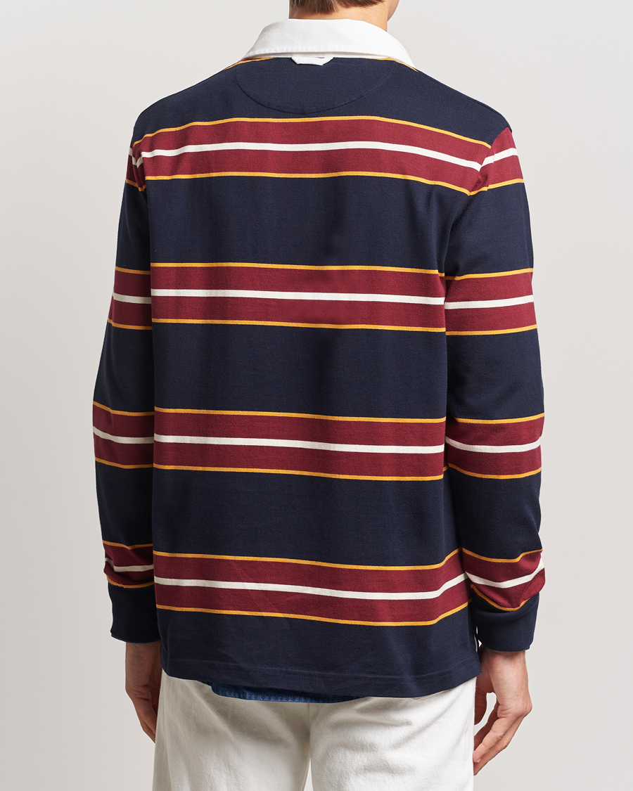 Herre | Trøjer | GANT | Yarn Dyed Striped Heavy Rugger Evening Blue