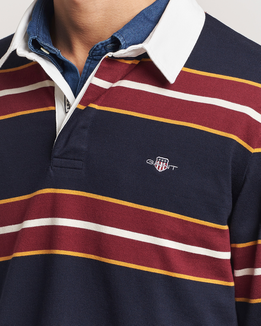 Herre | Trøjer | GANT | Yarn Dyed Striped Heavy Rugger Evening Blue
