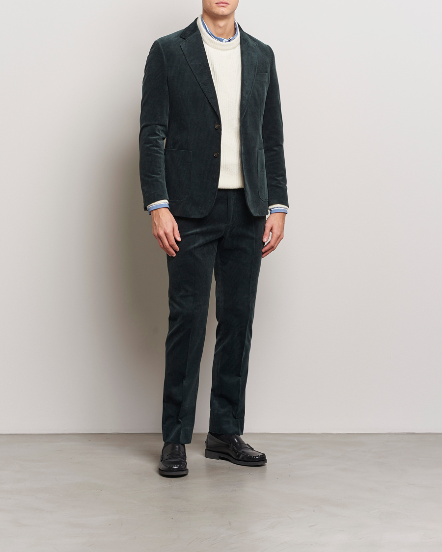 Herre | Bukser | Gant | Slim Corduroy Suit Trousers Tartan Green