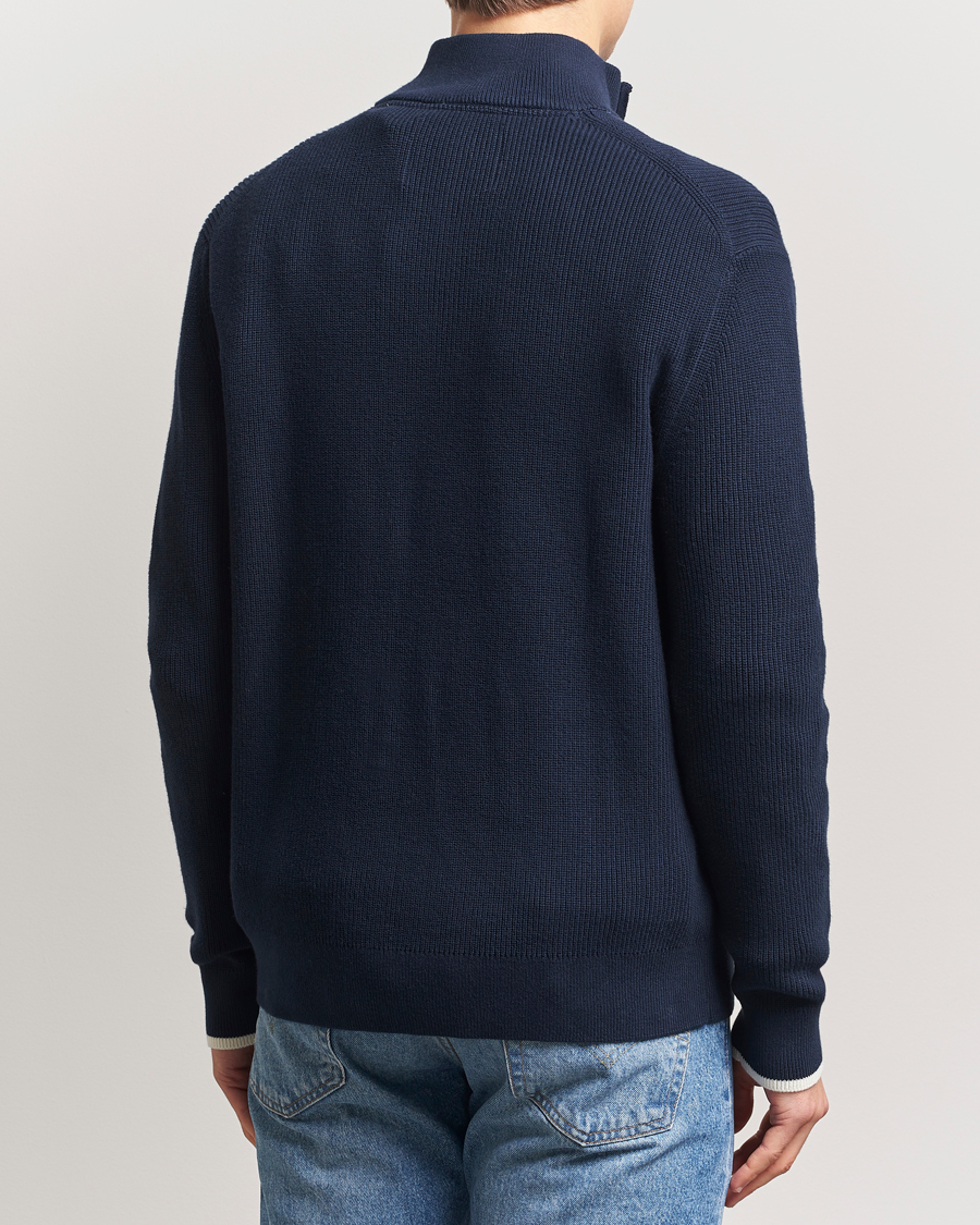 Herre | Trøjer | GANT | Ribbed Cotton Half Zip Evening Blue