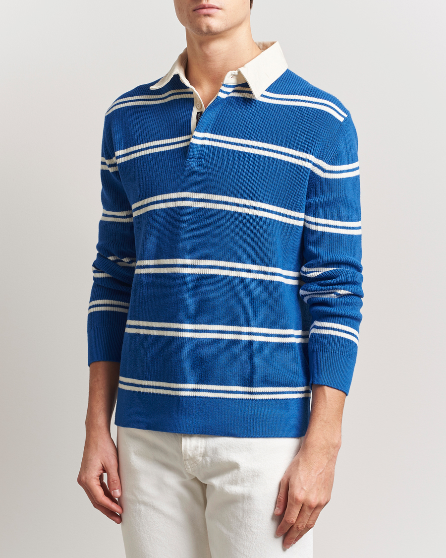 Herre | Trøjer | GANT | Ribbed Cotton Striped Rugger Lapis Blue