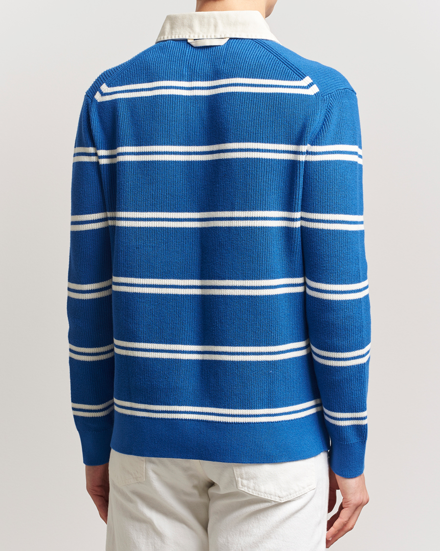 Herre | Trøjer | GANT | Ribbed Cotton Striped Rugger Lapis Blue