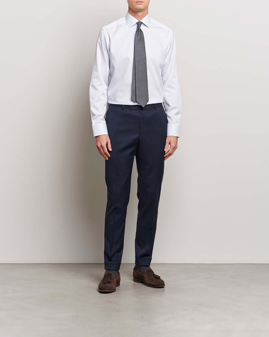 Herre | Skjorter | Eton | Slim Fit Twill Hairline Stripe Shirt Blue/White