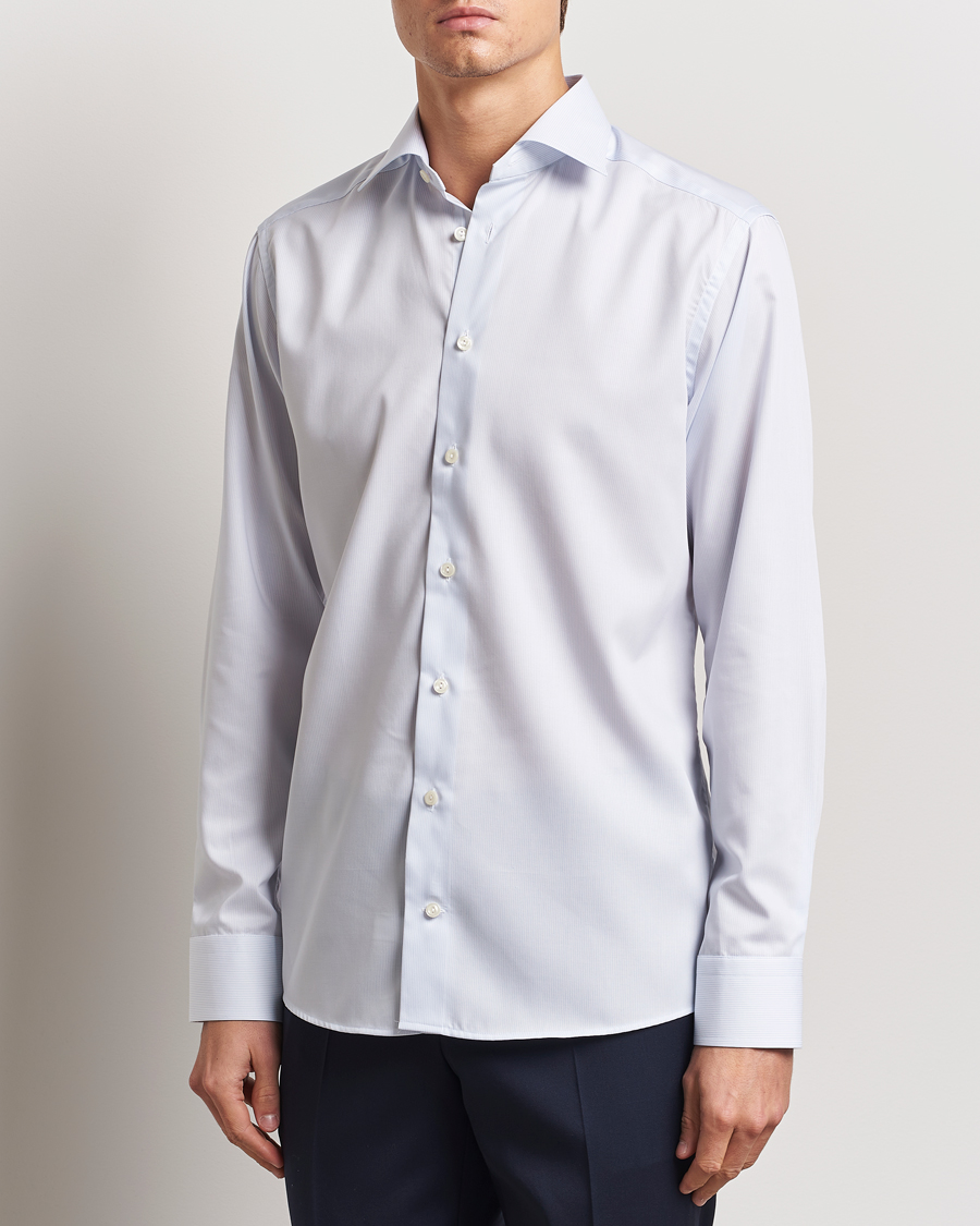 Herre | Skjorter | Eton | Slim Fit Twill Hairline Stripe Shirt Blue/White