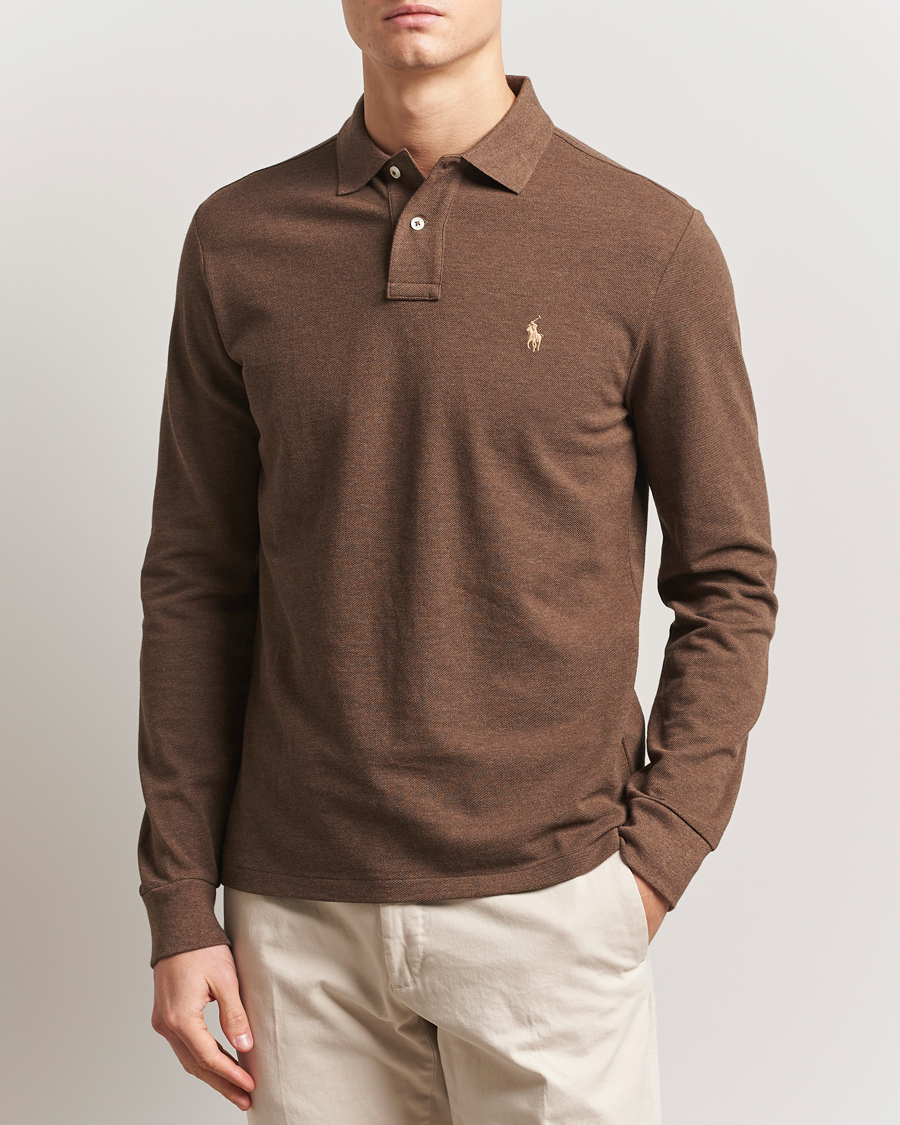Herre | Trøjer | Polo Ralph Lauren | Custom Slim Fit Long Sleeve Polo Cedar Heather