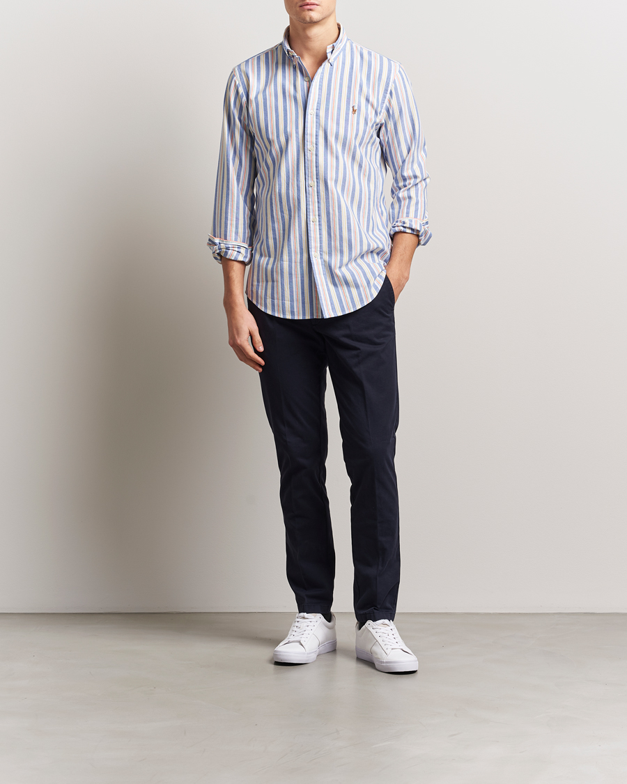 Herre | Skjorter | Polo Ralph Lauren | Custom Fit Striped Oxford Shirt Blue/White