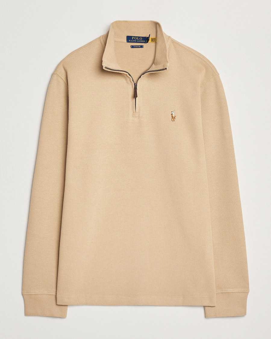 Herre | Trøjer | Polo Ralph Lauren | Double Knit Jaquard Half Zip Sweater Coastal Beige