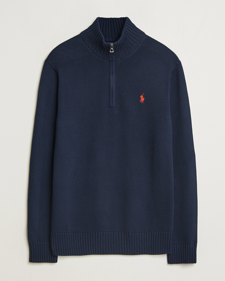 Herre | Trøjer | Polo Ralph Lauren | Cotton Pullover Half Zip Hunter Navy