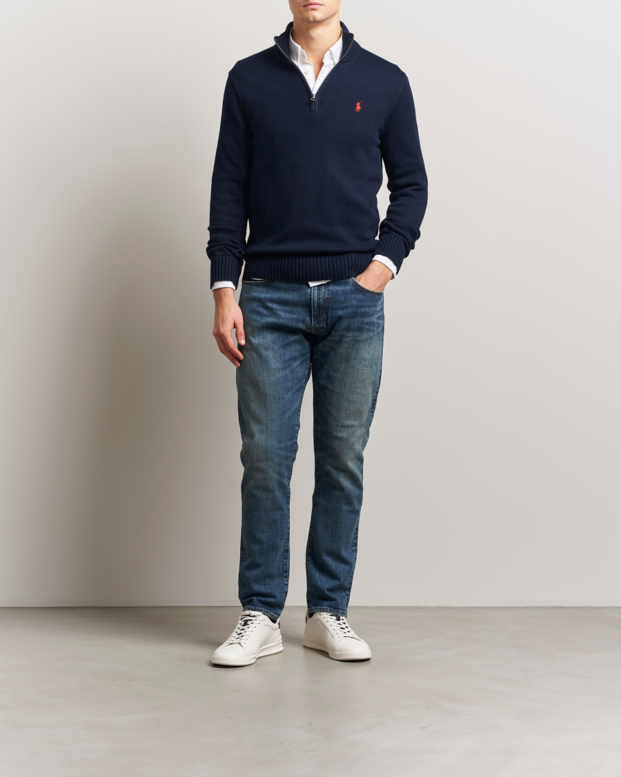 Herre | Trøjer | Polo Ralph Lauren | Cotton Pullover Half Zip Hunter Navy