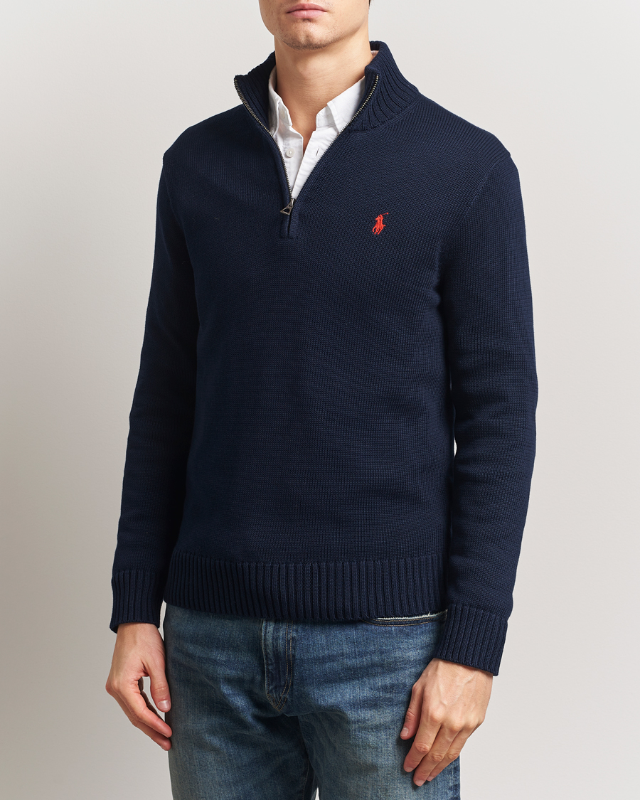 Herre | Trøjer | Polo Ralph Lauren | Cotton Pullover Half Zip Hunter Navy