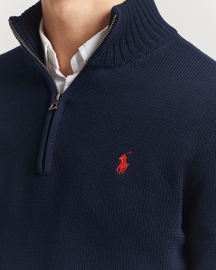 Herre | Trøjer | Polo Ralph Lauren | Cotton Pullover Half Zip Hunter Navy