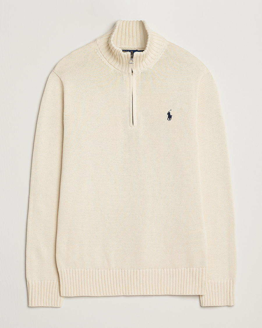 Herre | Trøjer | Polo Ralph Lauren | Cotton Pullover Half Zip Andover Cream