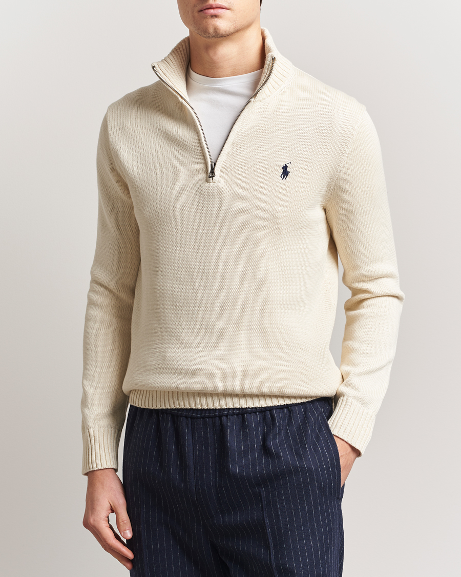 Herre | Trøjer | Polo Ralph Lauren | Cotton Pullover Half Zip Andover Cream
