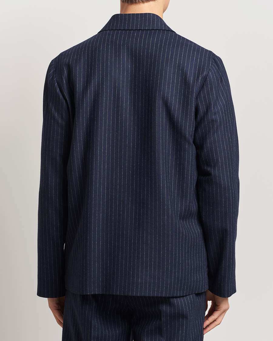 Herre | Jakker | A.P.C. | Wool Pinstriped Shirt Jacket Dark Navy