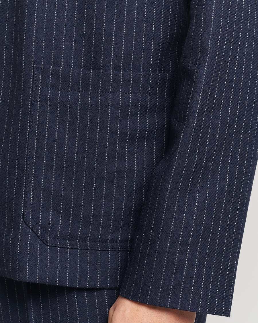 Herre | Jakker | A.P.C. | Wool Pinstriped Shirt Jacket Dark Navy