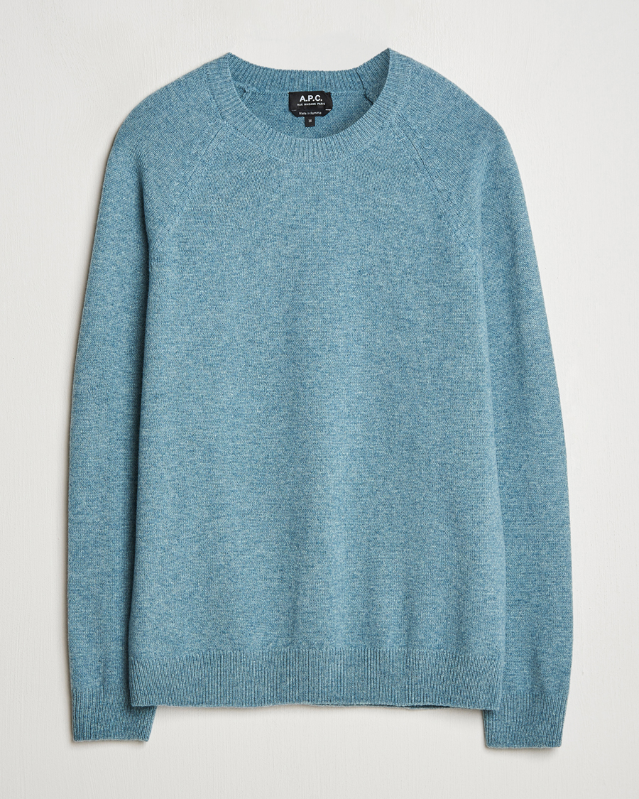 Herre | Trøjer | A.P.C. | Pierre Lambswool Sweater Blue Melange