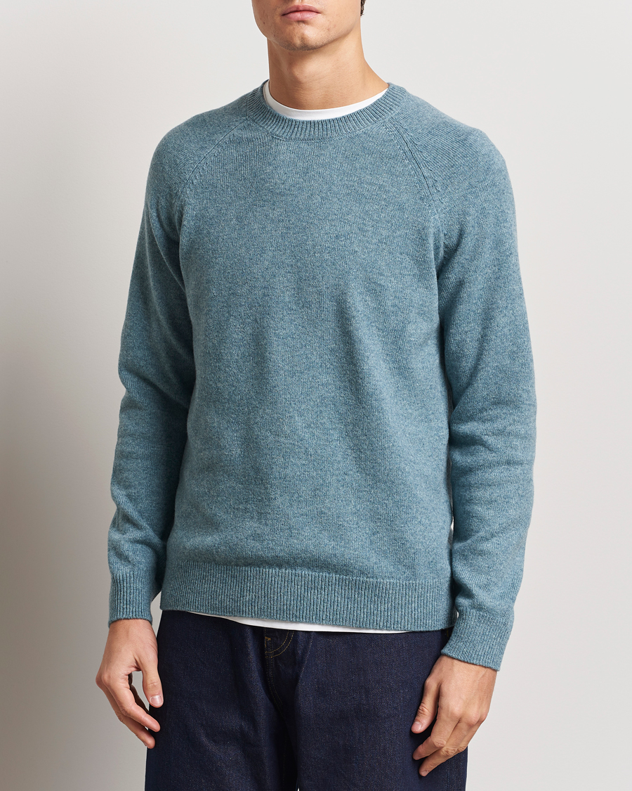 Herre | Trøjer | A.P.C. | Pierre Lambswool Sweater Blue Melange