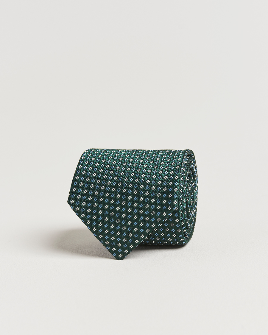 Herre | Amanda Christensen Silk Printed Flower 8cm Tie Green | Amanda Christensen | Silk Printed Flower 8cm Tie Green