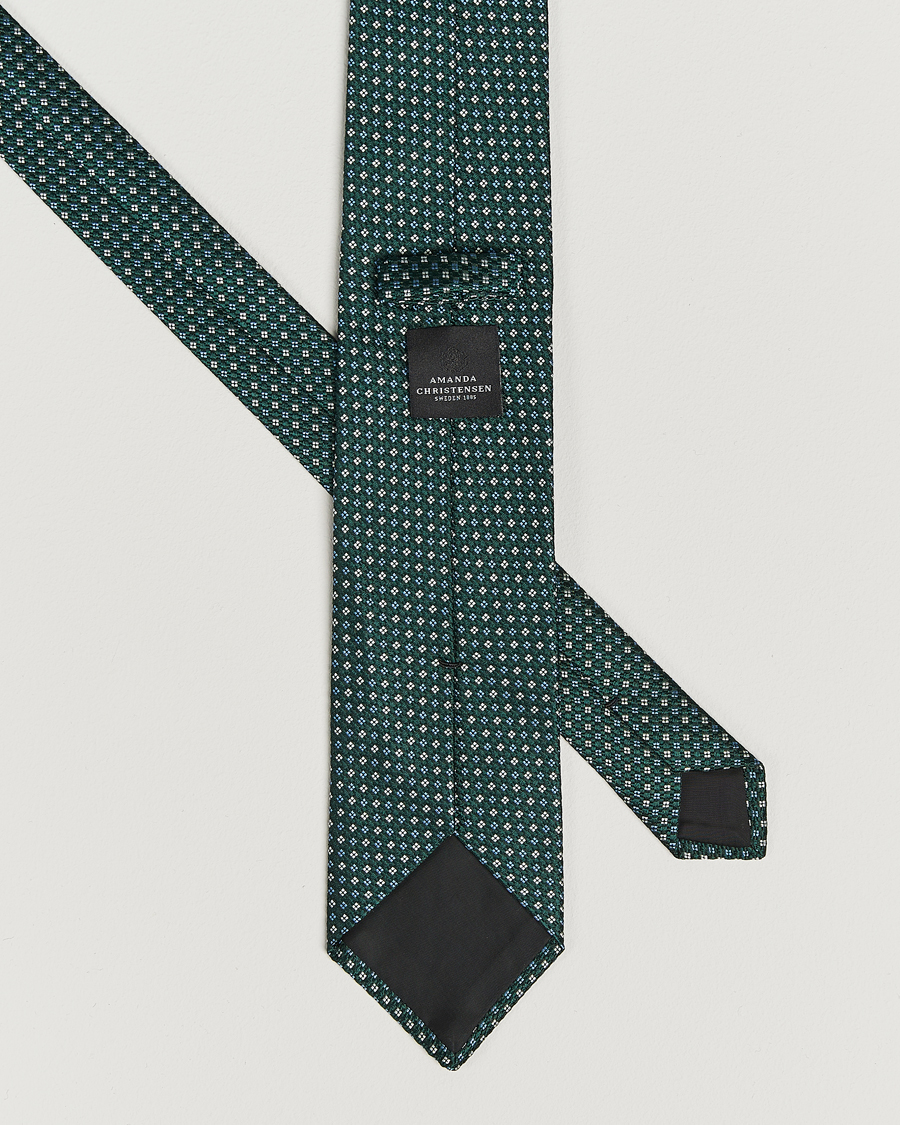Herre | Amanda Christensen Silk Printed Flower 8cm Tie Green | Amanda Christensen | Silk Printed Flower 8cm Tie Green