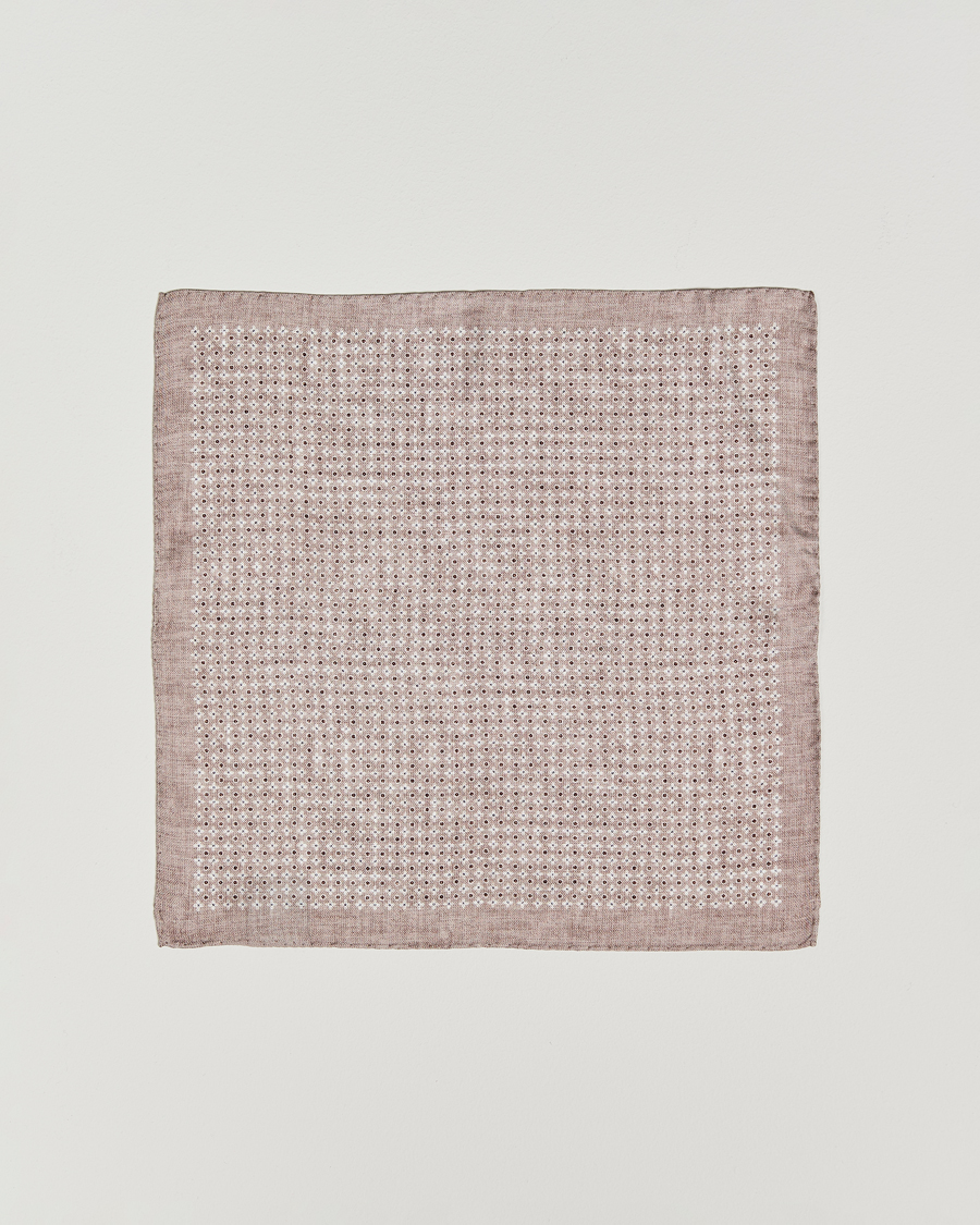 Herre | Lommeklude | Amanda Christensen | Silk Twill Printed Flower Pocket Square Sand