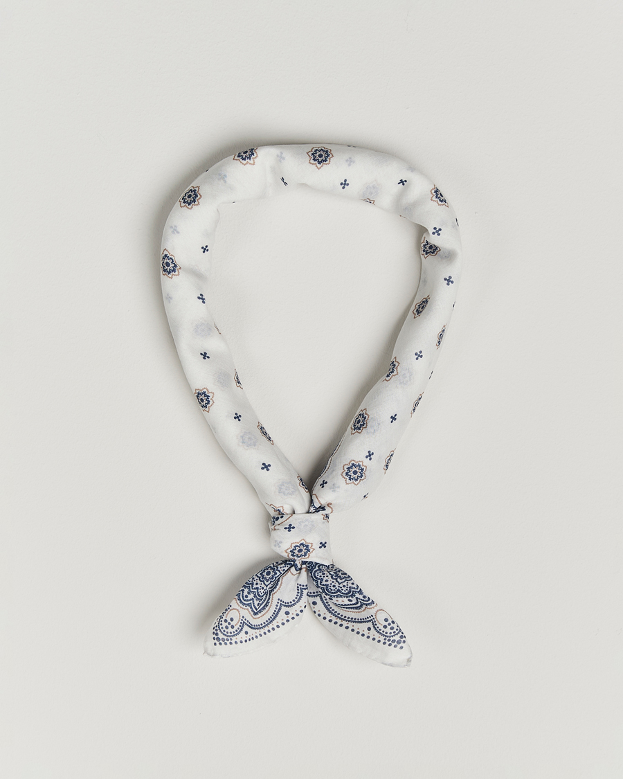 Herre | Tørklæde | Amanda Christensen | Cotton Voilé Printed Medallion Bandana Cream